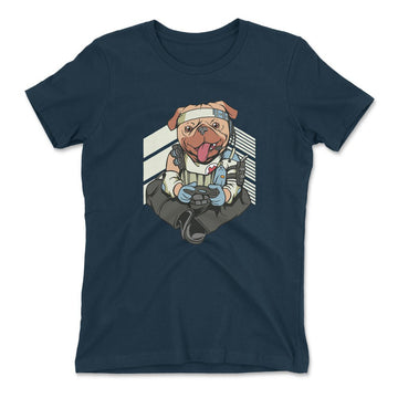 Lifeline Pug Apex Gamer Womens T-Shirt in Midnight Navy color
